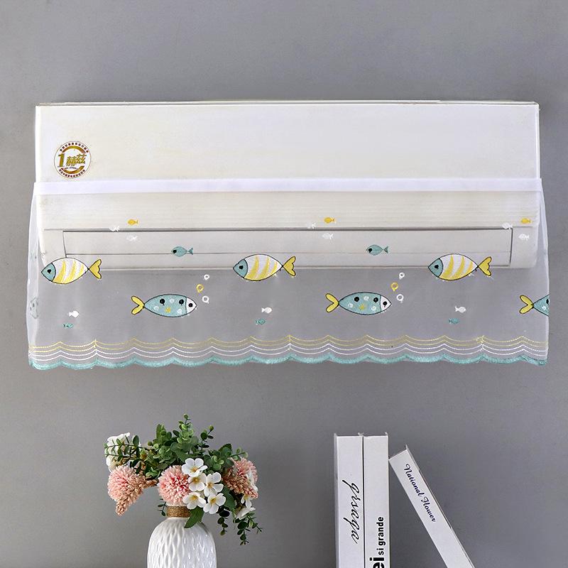 Biely čipkovaný kryt na klimatizáciu 1,5 HP - Elegantná ochrana proti prachu a vetru do spálne.