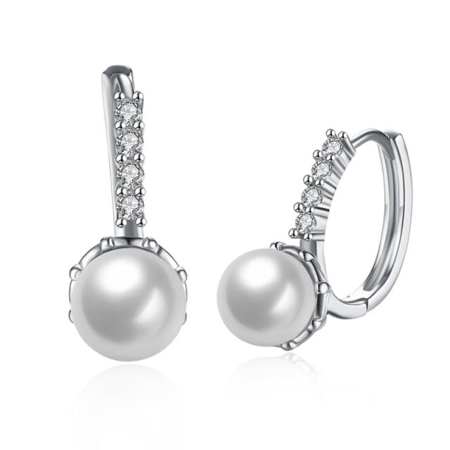 

Stylish Stylish Jewelry Cubic Zircon Stone Stud Earrings Office For Women Lady Artificial Pearls Earrings Female Accessories High QualityFashion Stud