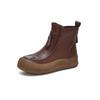 Autumn and winter new leather short boots women's flat-bottomed casual British style Martin boots soft-soled versatile fashion round boots women