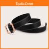 Womens Rose Gold Square Buckle Leather Belt With Metal Clasp For Casual Office Wear