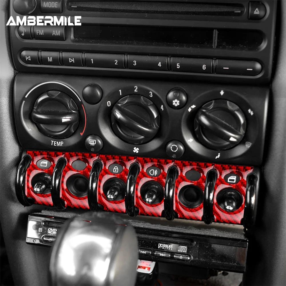 Real 3D Soft Carbon Fiber Sticker For Mini Cooper R50 R53 2001-2006 Headlight Door Switch Panel Cover Interior Upgrade Decor Kit