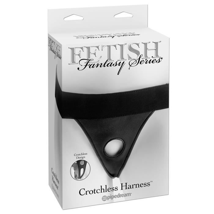 Harnais - Crotchless - Noir - Ouverture facile - Ceinture élastique - Pour godes ventouse