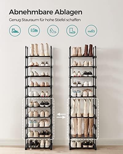 Shoe Rack, 10 Tier Metal Shoe Organizer, Customizable Design, Metal Frame, Space Saving Rack