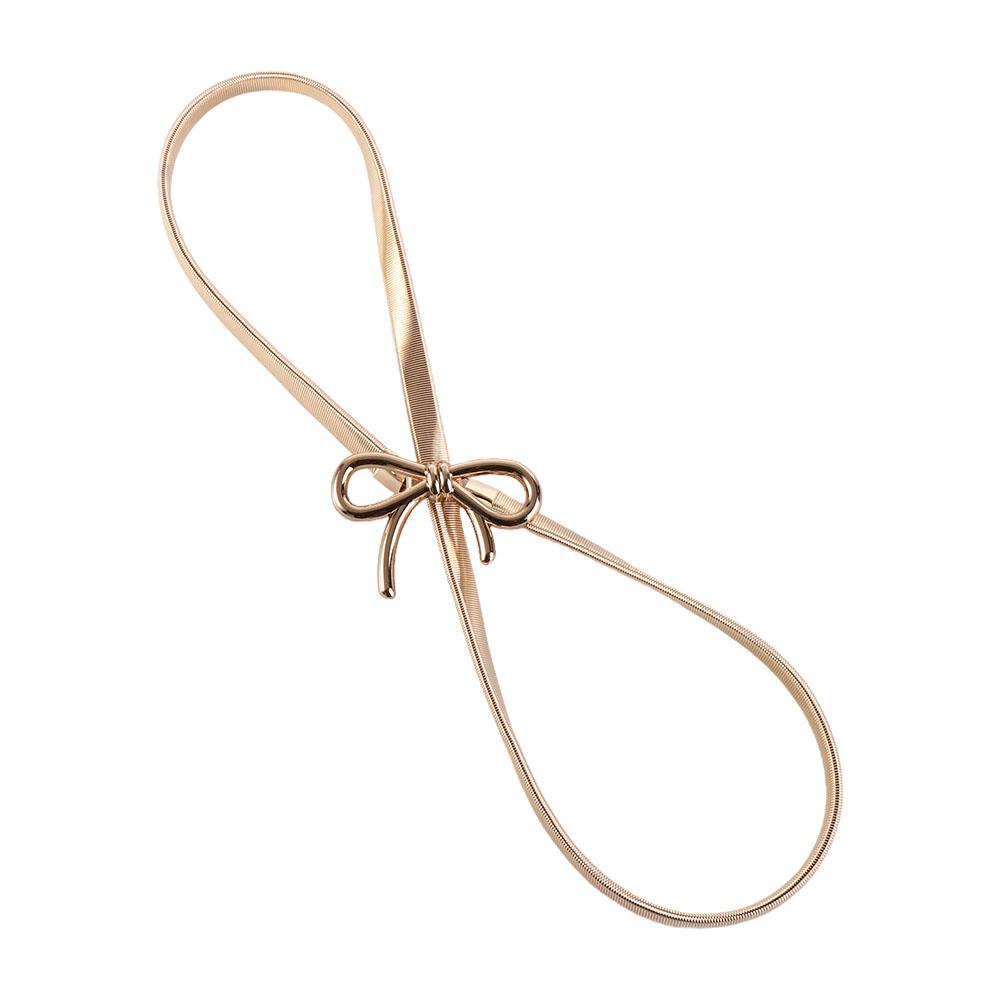 Y2k Thin Belt Silver Metal Waist Chain Sweet Elastic Bow Belt  Trouser Decoration