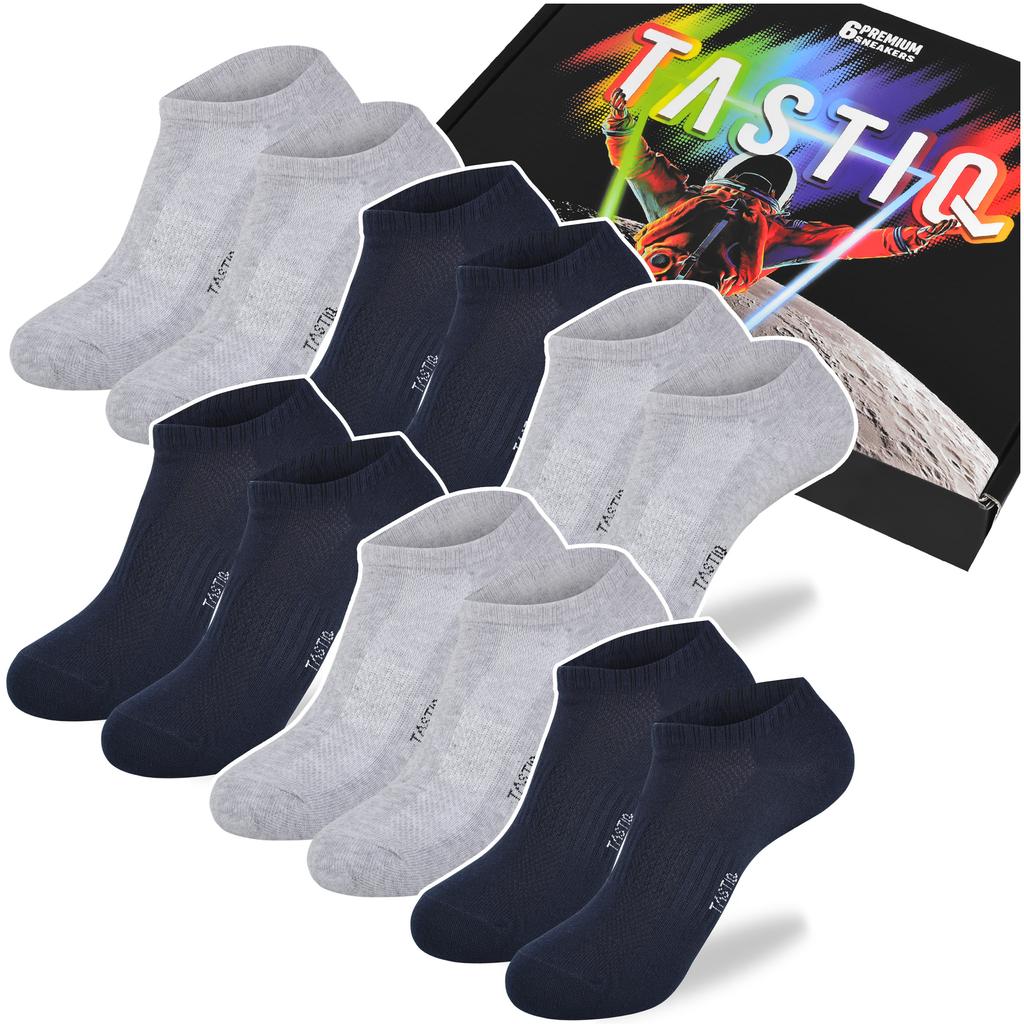 TASTIQ PREMIUM Men's Ankle Socks MIX NAVY Cotton 6 Pairs