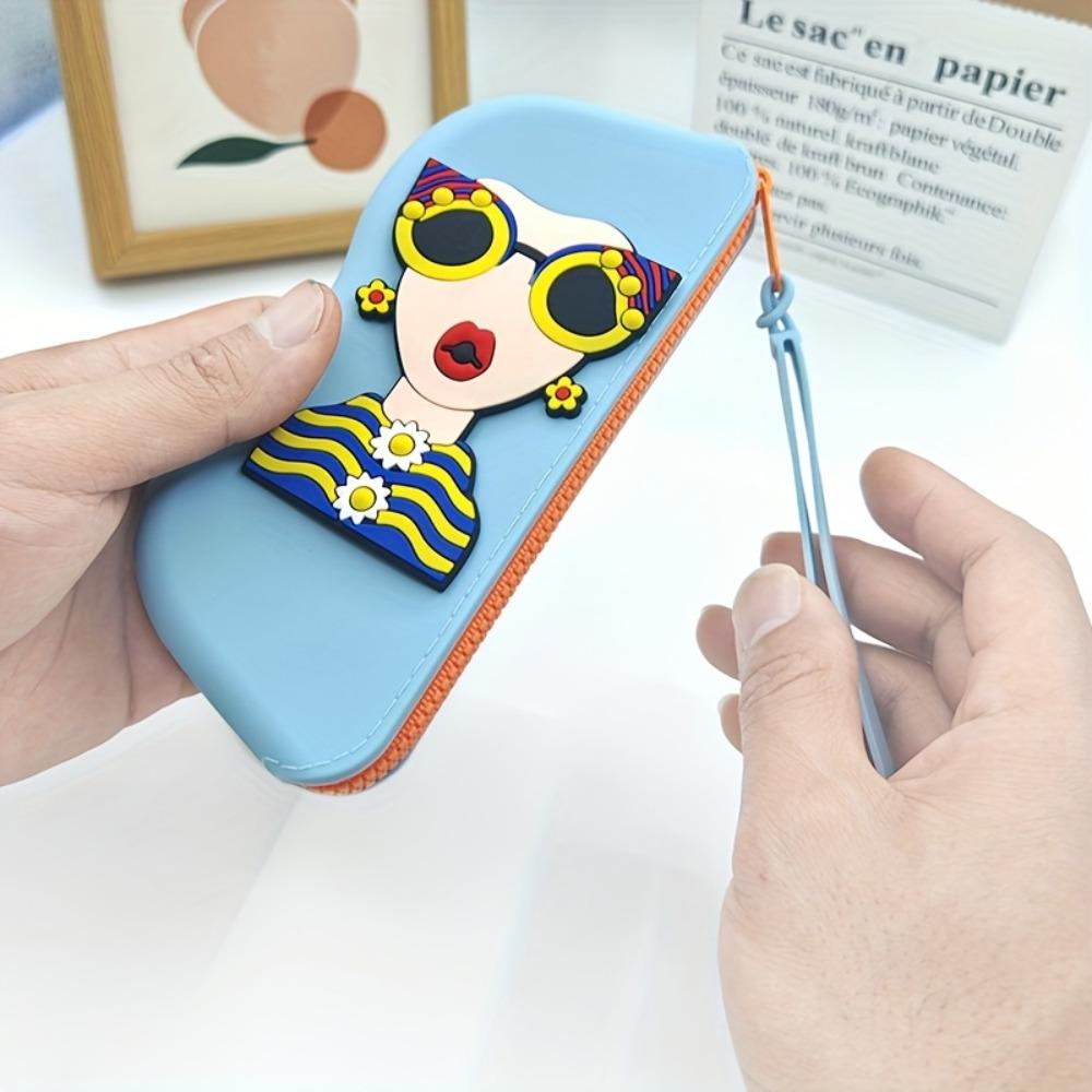 1pc Silicone Glasses Bag Portable Sunglass Storage Bag Glasses Glasses Case Hanging Large Capacity Glasses Bag