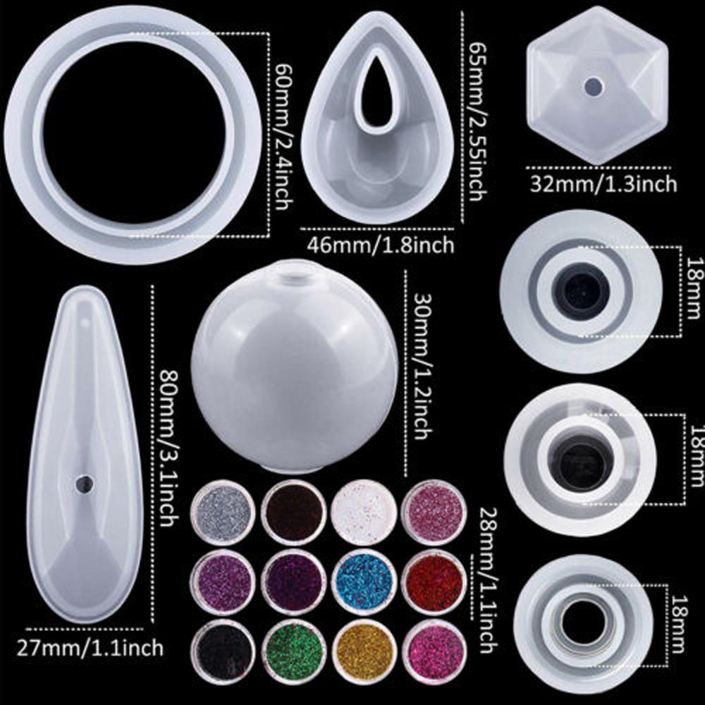 

98Pcs Silicone Resin Molds Pendant Jewelry Molds Craft Kit with a Black Storage Bag for Jewelry Craft Making