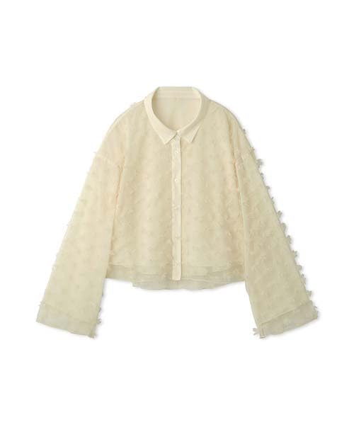 Emi Flower Tulle IVR Women's Blouse, 13WFB251046,