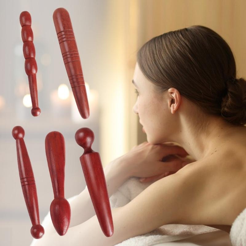 Natural Wooden Massage Tool Smooth Handheld Rosewood Massage Sticks For Neck Back Shoulder Muscle Relaxation