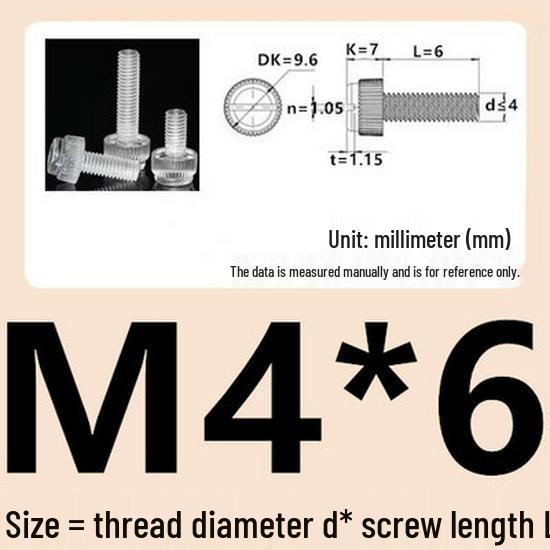 M3-M8 Hand-Tightened Transparent Acrylic Knurled Screw 