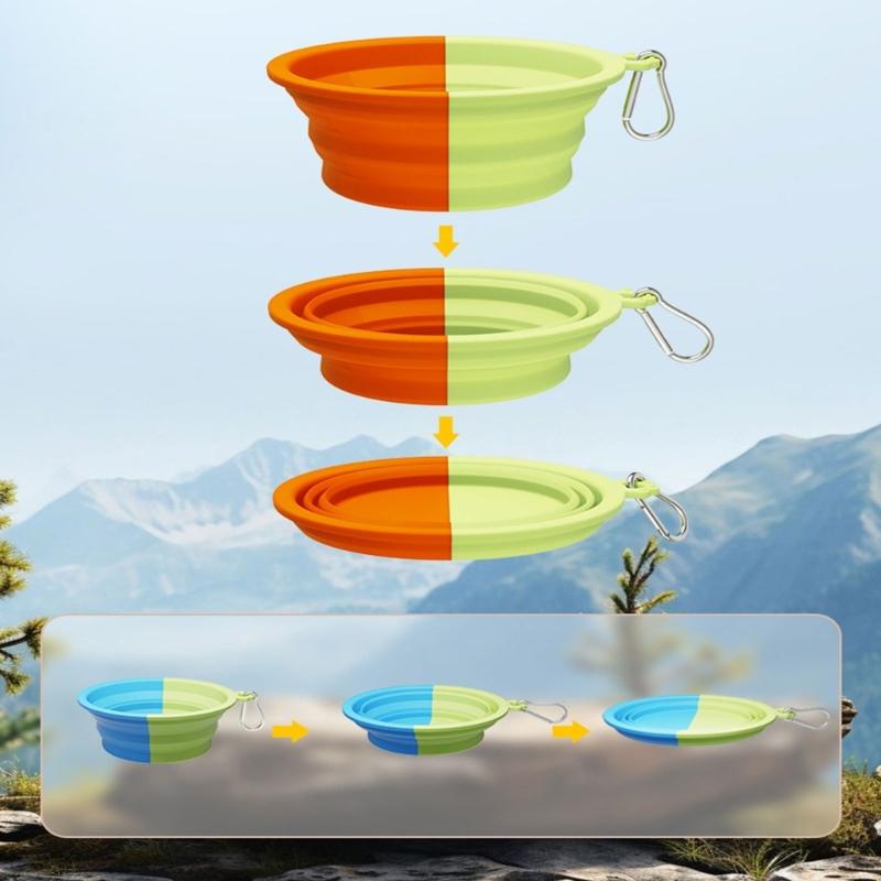 380ml Portable Silicone Dogs Bowl with Clip Perfect Travel Pet Feeding Water Dish for Outdoor Adventures Large Capacity