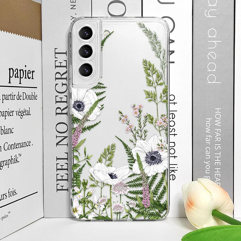 Cute Flower Painted Clear Phone Case for Samsung A55 A54 A53 A51 A70 A32 A31 A22 A13 5G Ultra Soft Covers Colorful Floral Fundas