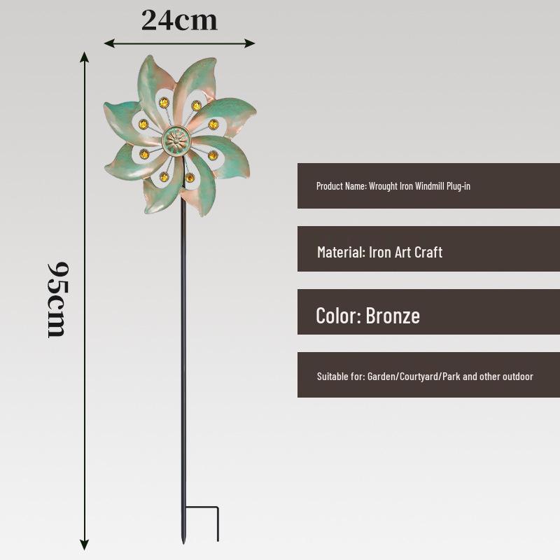 Outdoor Metal Windmill Ornament for Garden and Courtyard Decor
