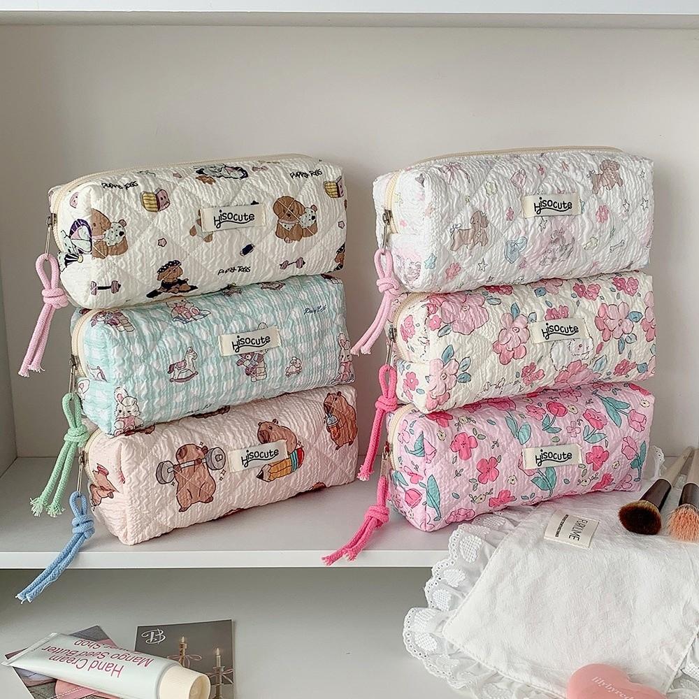 Stoff Koreanischer Stil Federmäppchen Capybara Hund Blumenmuster Federtasche Schüler