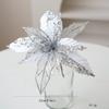 Fabric Plastic Christmas Artificial Flowers DIY Decoration Glitter Fake Flower  New Year