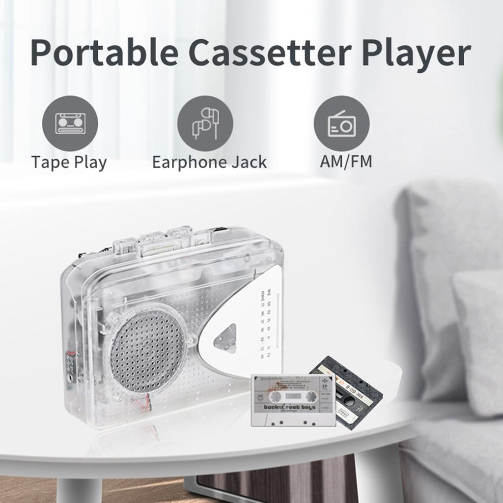 Portable Tape Player Portable n Stereo USB Cassette to MP3 Converter with 3.5mm Socket AM FM Cassette Player