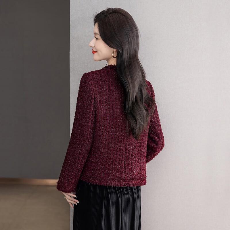 Sisbaishir Women's Tweed Style Single-breasted Jacket
