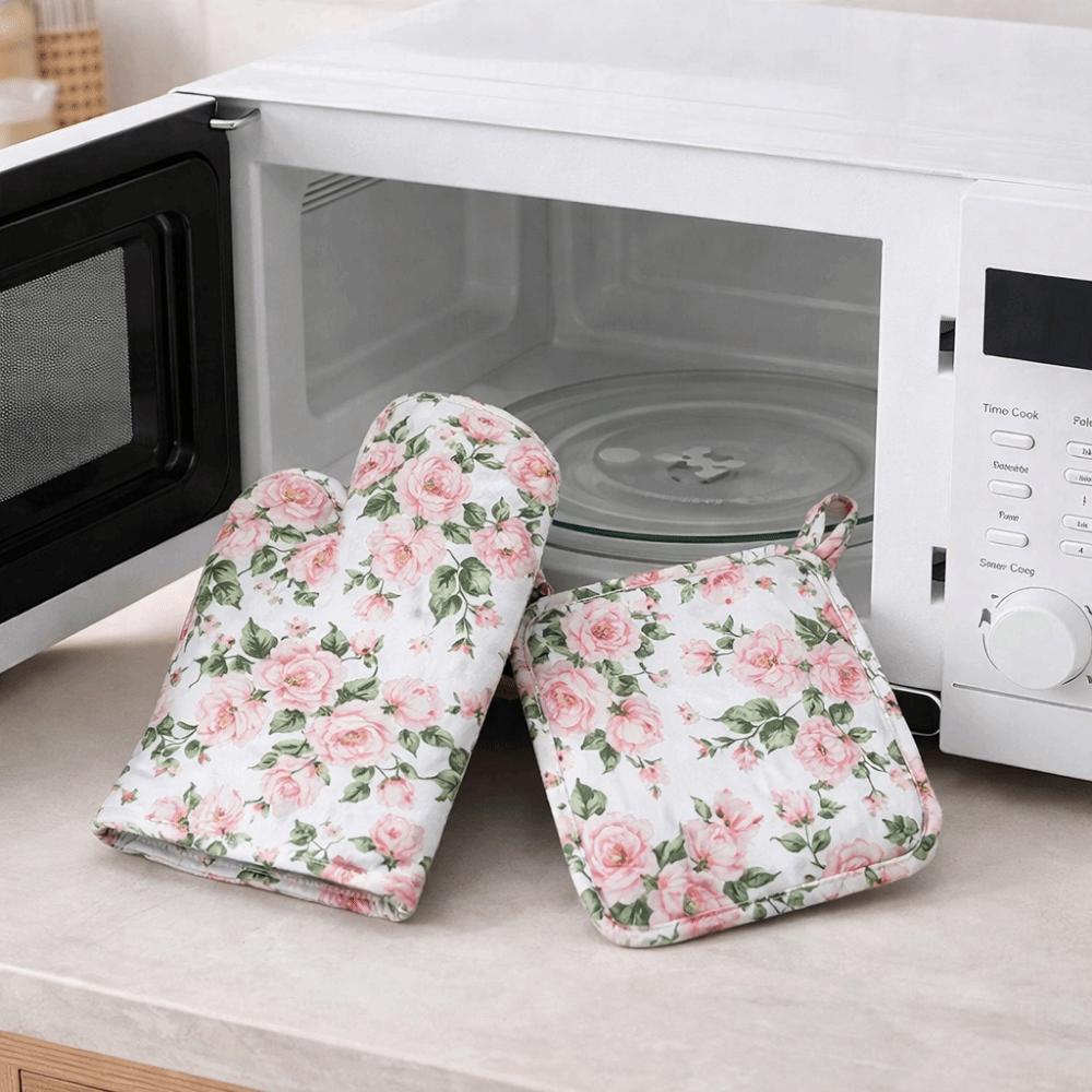 2Pcs Heat Resistant Microwave Oven Gloves Heat Insulation Baking Gloves  Hot Pot Cooking
