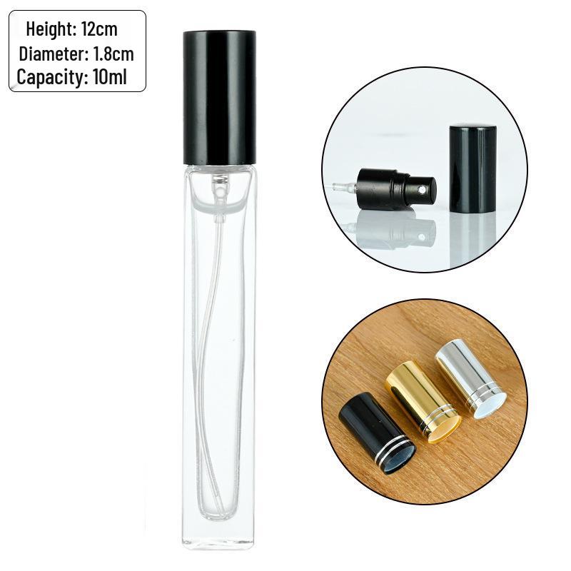 Square Clear Glass 10ml Screw-Top Perfume Atomizer Bottle with Rollerball