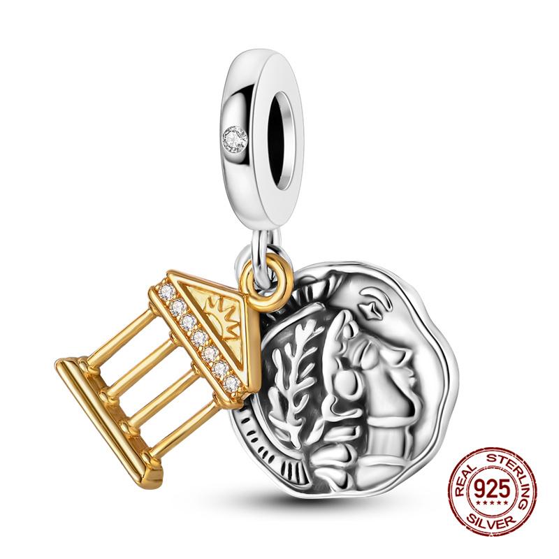 Original Charms Copper Pyramid Demon Eye Charms Beads Fits 3Mm Original Bracelets Necklace Women Diy Fine Jewelry