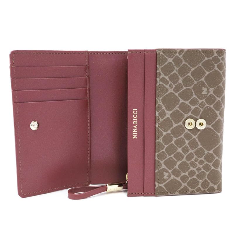 Nina Ricci Atre Nouveau Purse Bifold Bordeaux 85-8202 Women's Wallet,