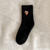 5Pairs Embroidery Cow Winter Fluffy Socks Mid Tube Cartoon Cattle Thicken Warm Socks Sweet Ladies Hosiery Plush Floor Socks