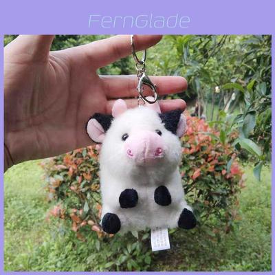 Adorable Cow And Panda Plush Toy Keychain Soft Cuddly Plush Doll Creative Gift