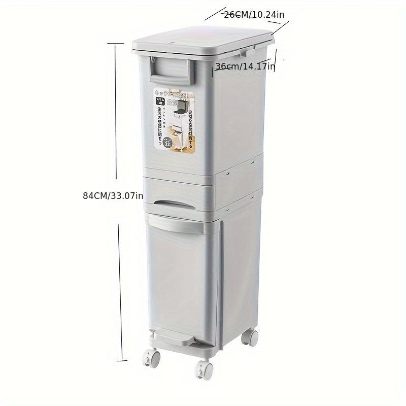 

29L/32L Large Dual-Compartment Trash Can Foot Pedal Durable Plastic Bin Dry/Wet Separation Secure Lid Kitchen Waste Management