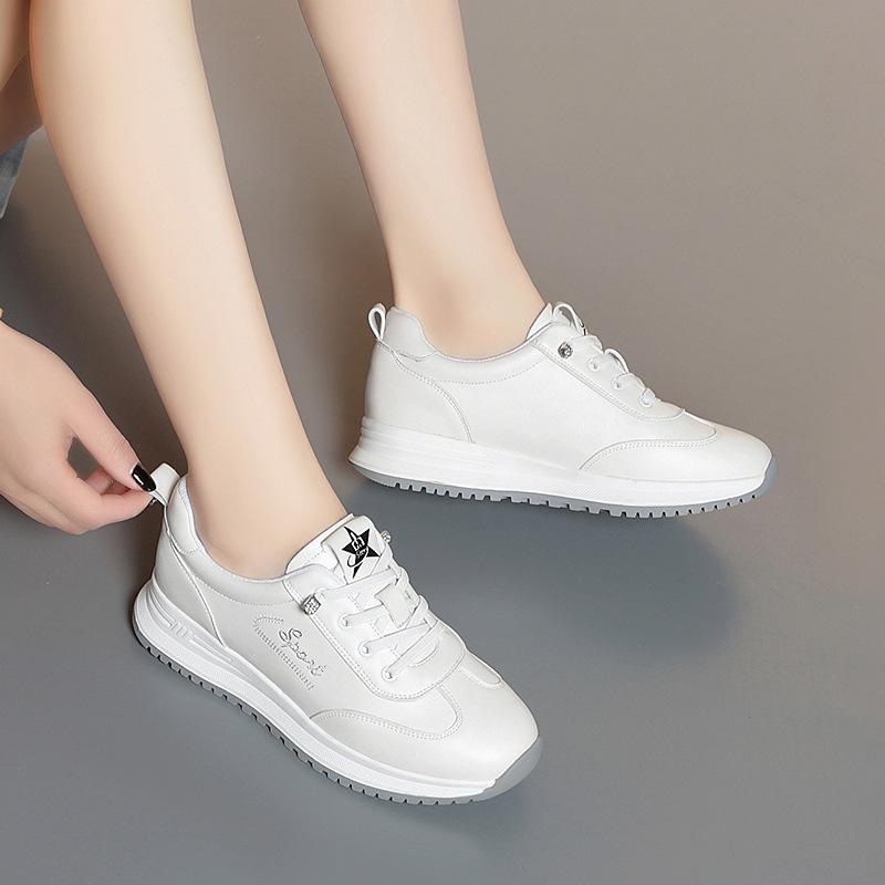 Women's Sneakers Casual Soft Sole Single Sports Shoes Comfort PU Leather Walking Running Outdoor Waterproof Non Slip Spring