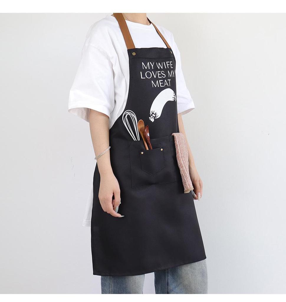 Color Block Halter Neck Waist Apron - Letter Print Design for Kitchen, BBQ, and Restaurants