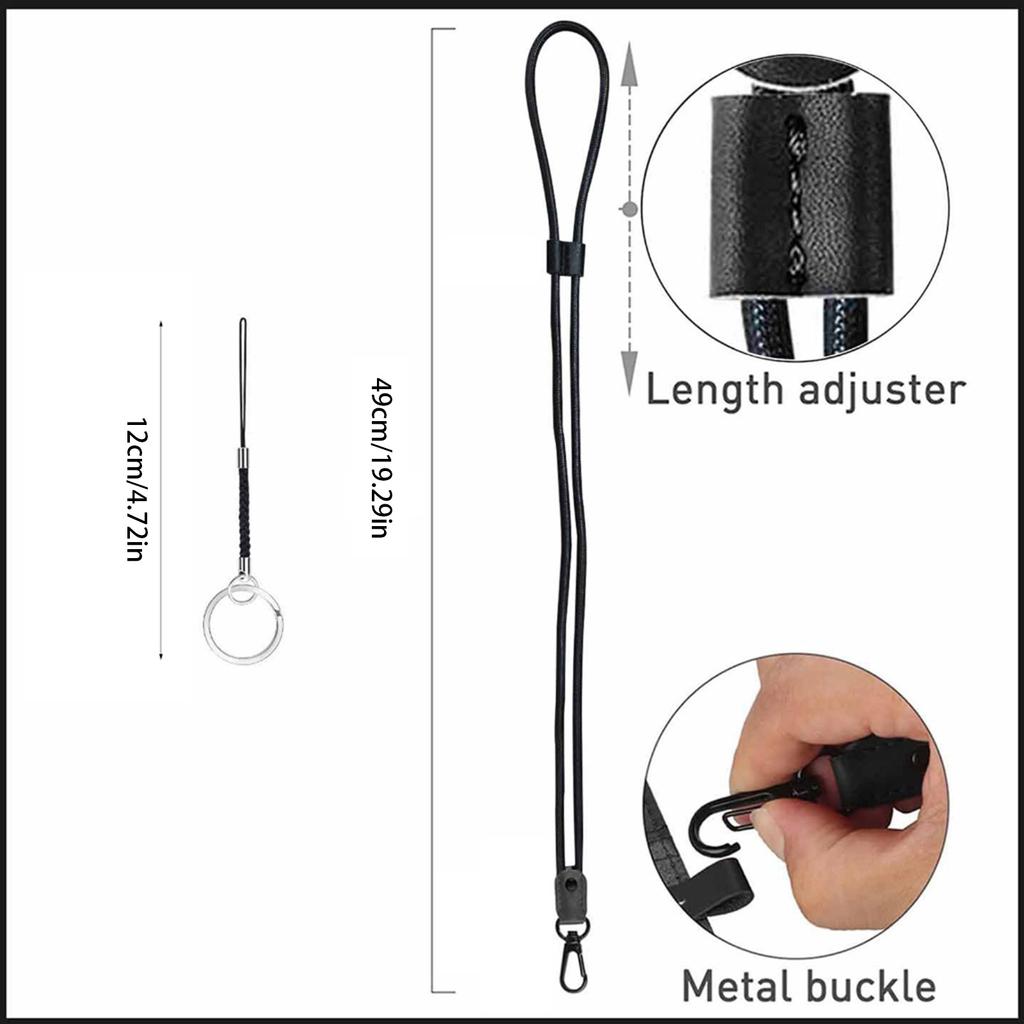 Skórzana smycz z metalowym klipsem Długa smycz na szyję Brelok do kluczy Uchwyt na klucze Regulowane smycze breloki