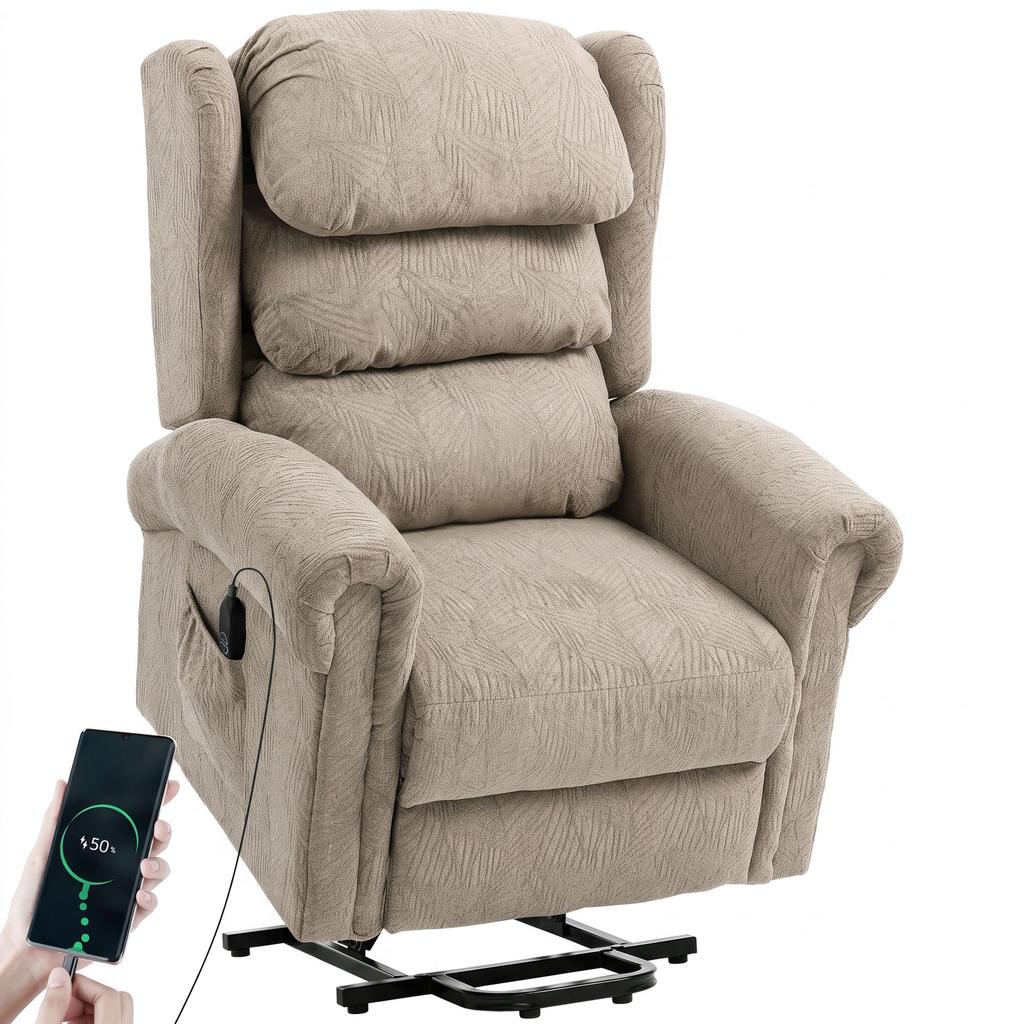 Riser Recliner Chair for Elderly, Electric Power Lift Chair, Khaki