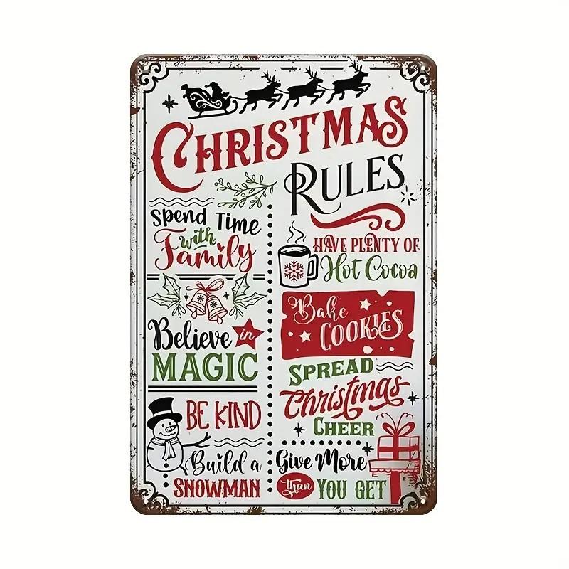 Christmas Metal Tin Signs for Wall Art Hanging Sign, Door Decoration, Xmas Tree Ornament, New Year, Home, Gift,
