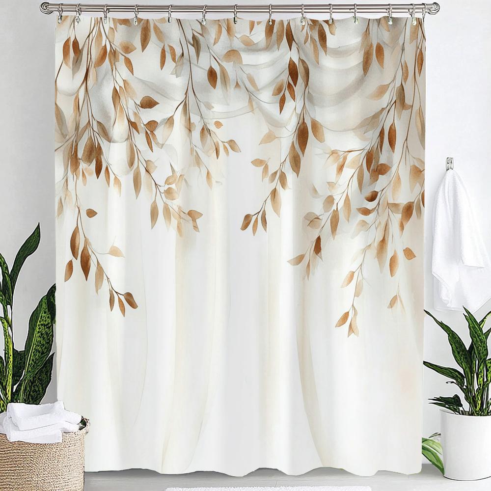 Spring Flowers And Butterflies Theme Shower Curtain, Bathroom Curtain, Floral Shower Curtain, Home Decoration Curtain With Hooks