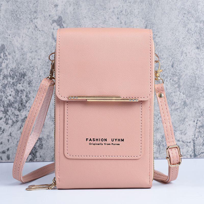 

Женская сумка через плечо с сенсорным экраном: Маленький, симпатичный, модный для мобильного телефона и ключей - вертикальный стиль светло-розовый