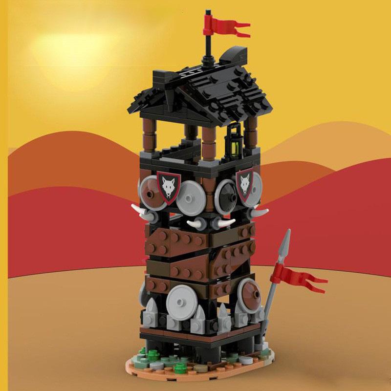 MOC-154058 Building Blocks Wolf Pack Watchtower Castle Small-Particle Brick Model Toy Gift