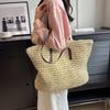 Straw Woven Tote Bags Casual Large Luxury Design Capacity Handbag Beach Shoulder Simple Women'S Bag Style Shopping Summer
