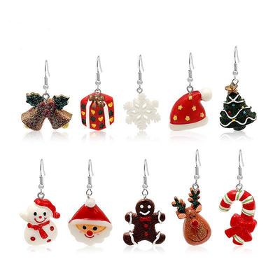 Colorful Cartoon Santa & Reindeer Christmas Earrings