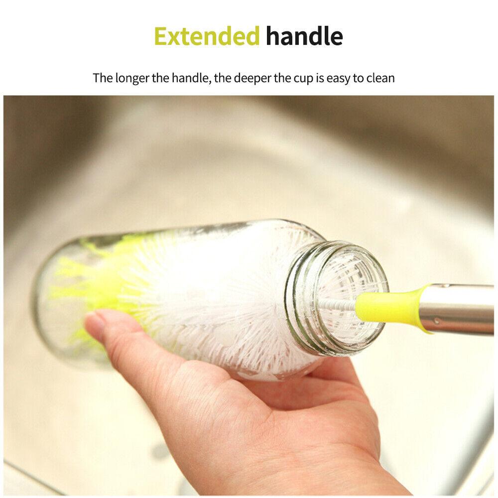 32.5cm Bottle Cleaning Brush Kitchen Brew Long Handle Scrubbing Clean Tool RC