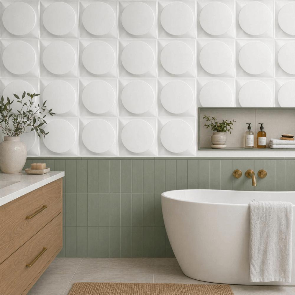 White Wall Sticker 3D PVC Wall Paper Removable Wall Panel Bathroom Kitchen