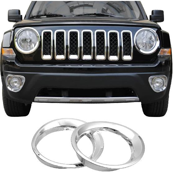 Front Headlight Bezels Cover Trim for Jeep Patriot 2011-2016 (Chrome)