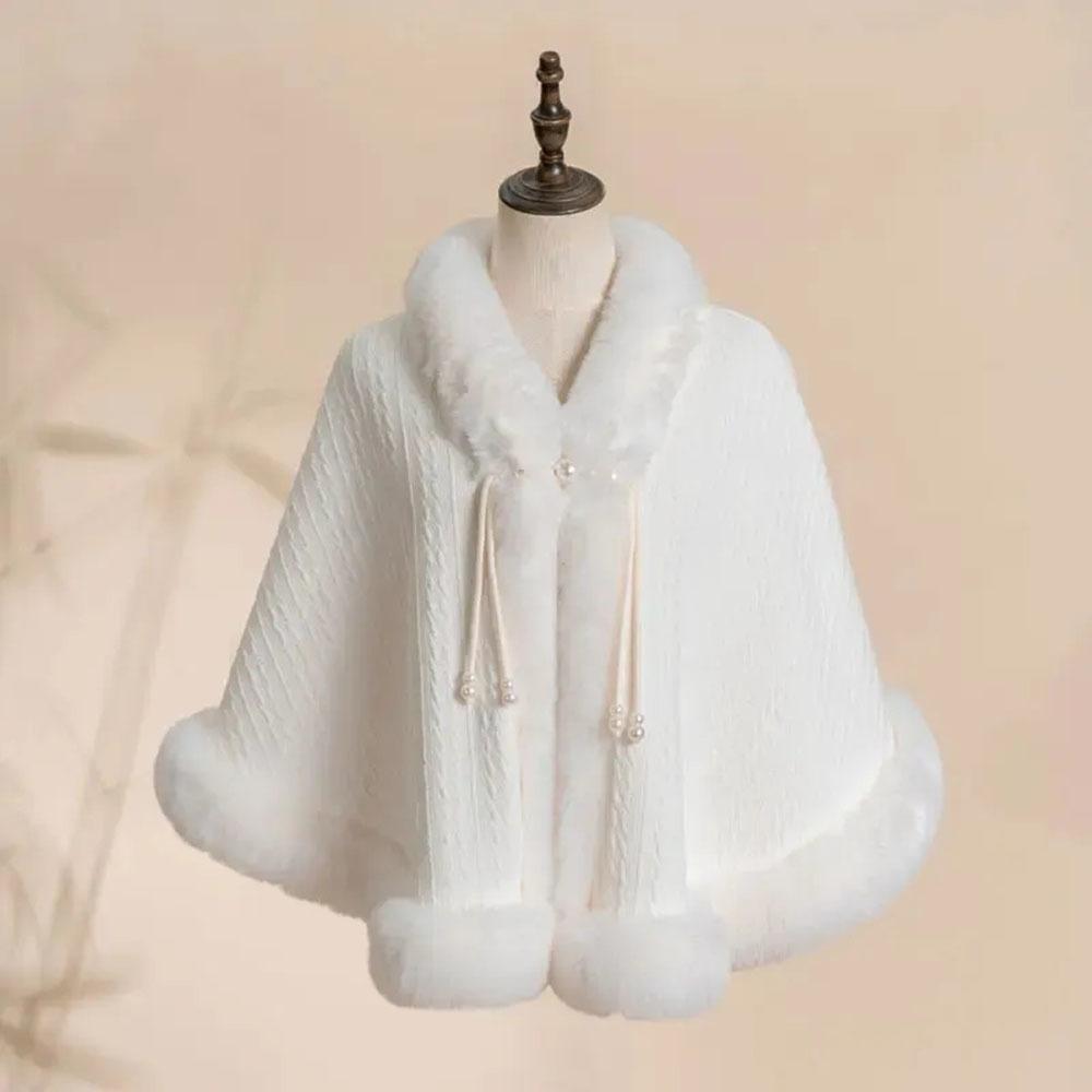 Winter Warmer Umhang Kunstpelz Formelle Partyjacke Schal für Damen Eleganter täglicher Abendessensumhang Kunstpelzmantel Abschlussball-Bolero Damenmäntel