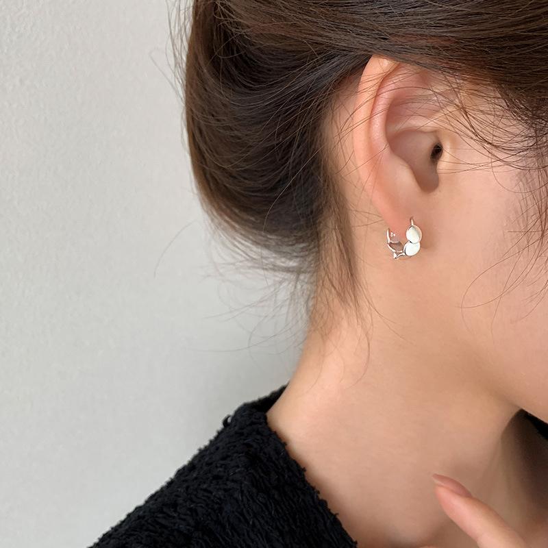 Silver Color Personality Geometric Round Hoop Earrings for Fashion Women Fashion Jewelry Trendy Round Accessories