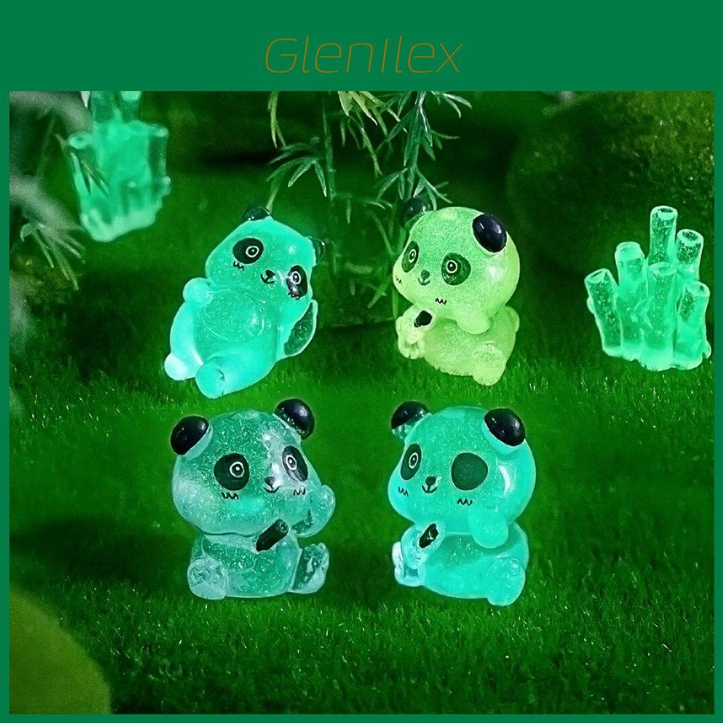 Playful Resin Luminous Panda Figurines For Garden And Desk Display In 7 Colors