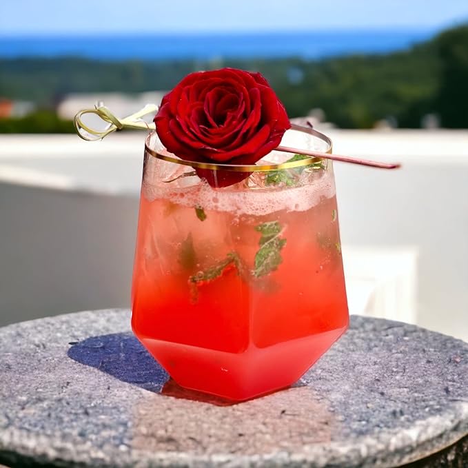 32er-Pack unzerbrechliche Weingläser aus Kunststoff ohne Stiel mit Diamanten, Sektgläser mit 340 ml Fassungsvermögen, bruchsichere, klare Trinkgläser für Partys, Zuhause, Bars, Hochzeiten