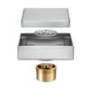 HIDEEP Moderne gebürstetes Gold Fliesen-Einlage Badezimmer Dusche Geruchshemmende Abflüsse 10x10cm Quadratisch Schwarzer Edelstahl Toilettenbodenablauf