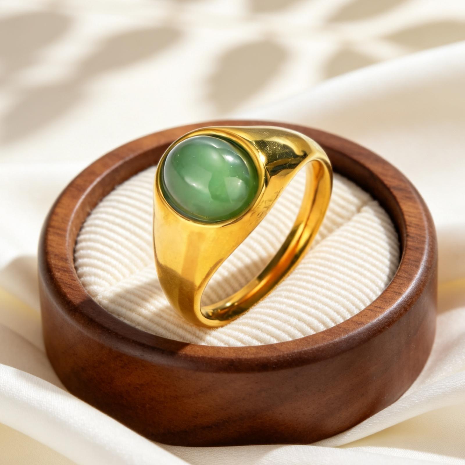 

Stainless Steel Oval Natural Aventurine Ring for Women 18k Gold Plated Finger Rings Trendy Jewelry Gift 7