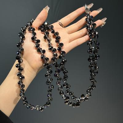 High-End Long Crossbody Phone Lanyard with Water Drop Crystal Beads Anti-Loss Pendant Fashionable Shoulder Strap Pendant