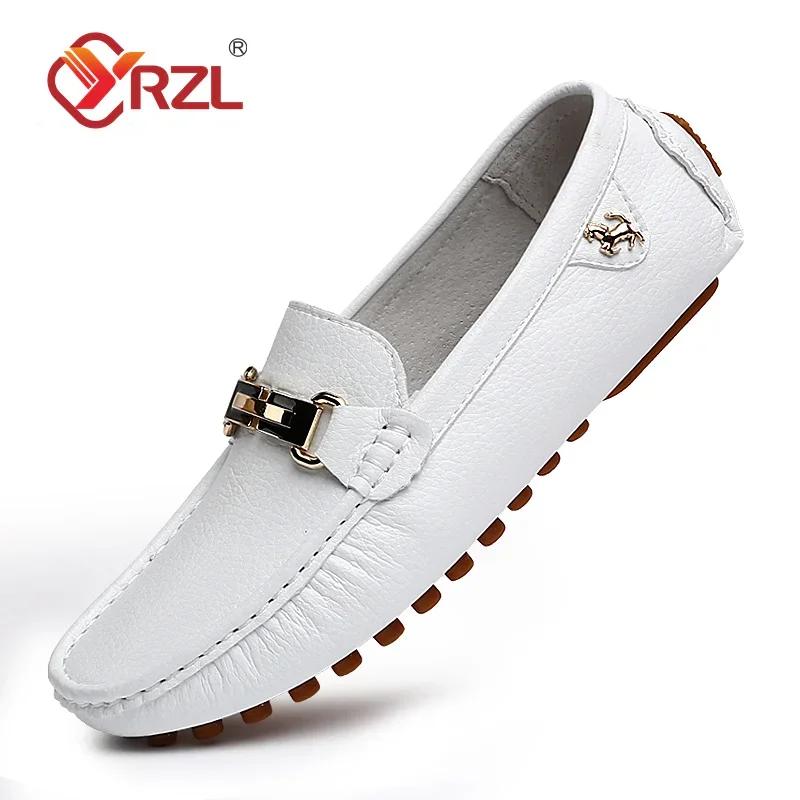 YRZL Loafers Men Handmade Leather Loafer Casual Driving Flats Slip-on Shoes Luxury Comfy Moccasins Size 48 Loafers Shoes for Men