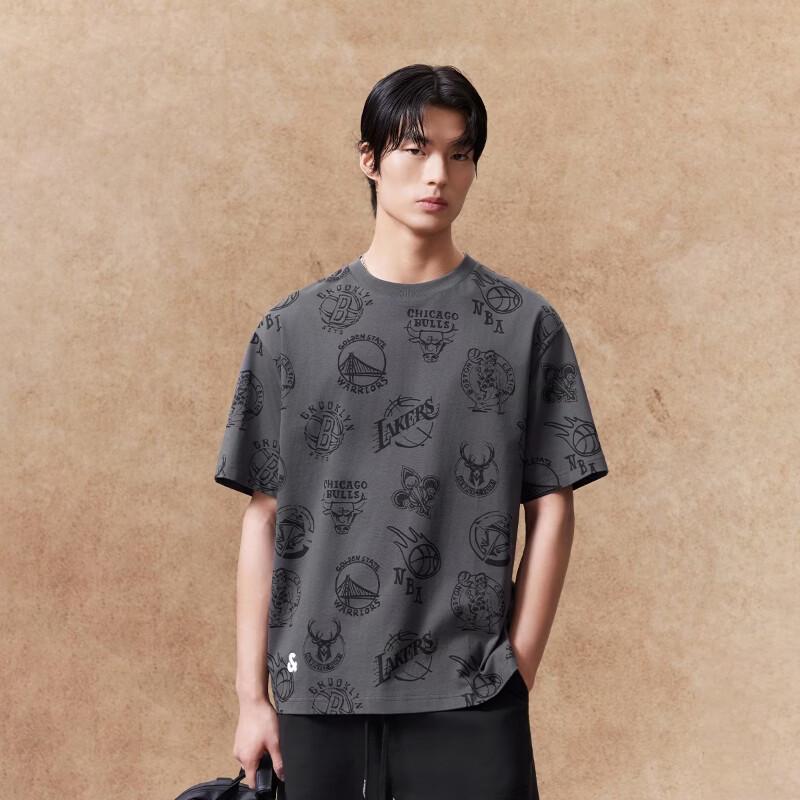 Jack & Jones Men's NBA Collaboration Logo Print Loose Fit T-Shirt